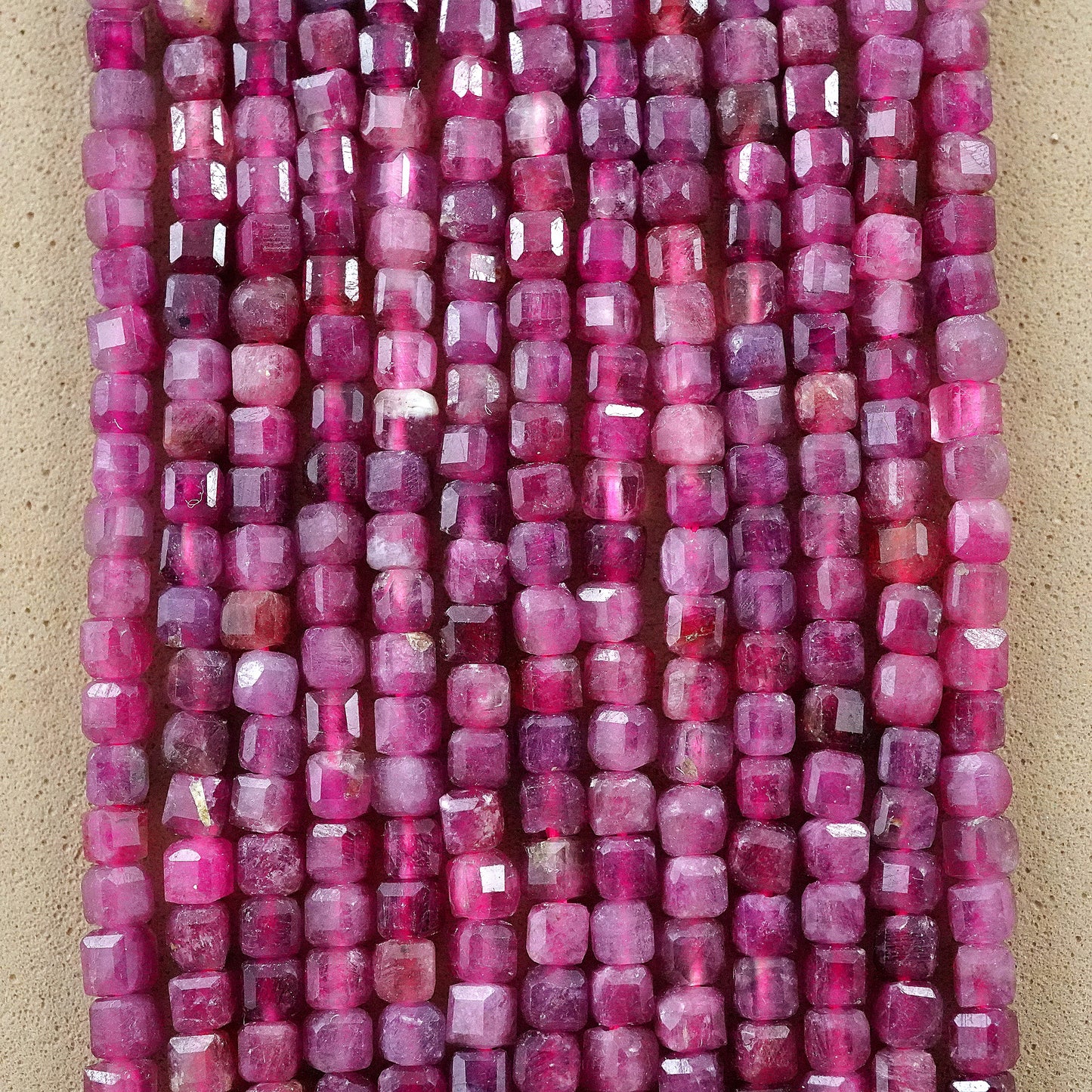 Pink Tourmaline (Cube)(Faceted)(2x2mm)(15"Strand)