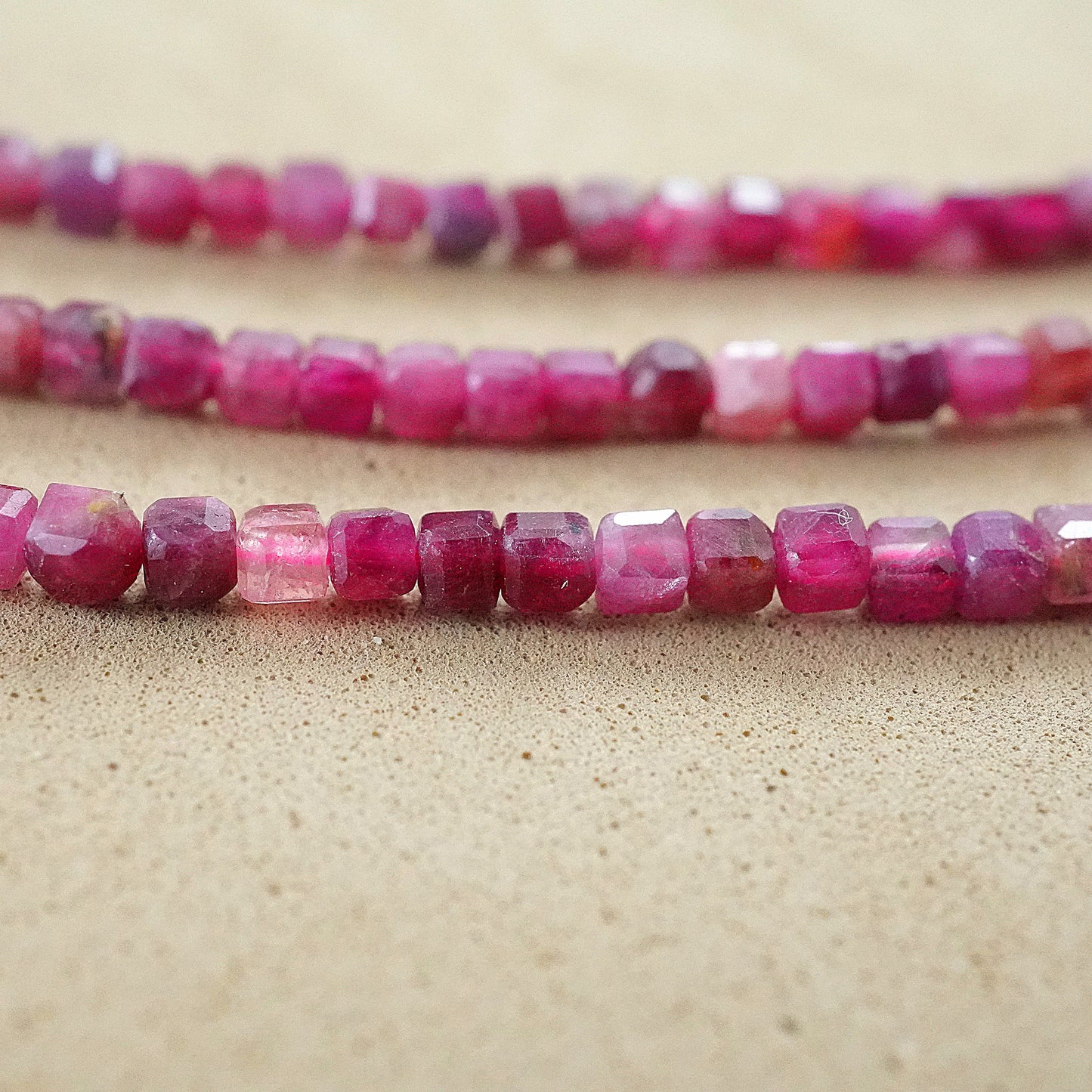 Pink Tourmaline (Cube)(Faceted)(2x2mm)(15"Strand)