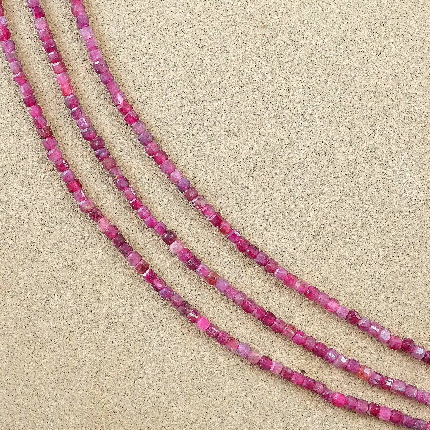 Pink Tourmaline (Cube)(Faceted)(2x2mm)(15"Strand)