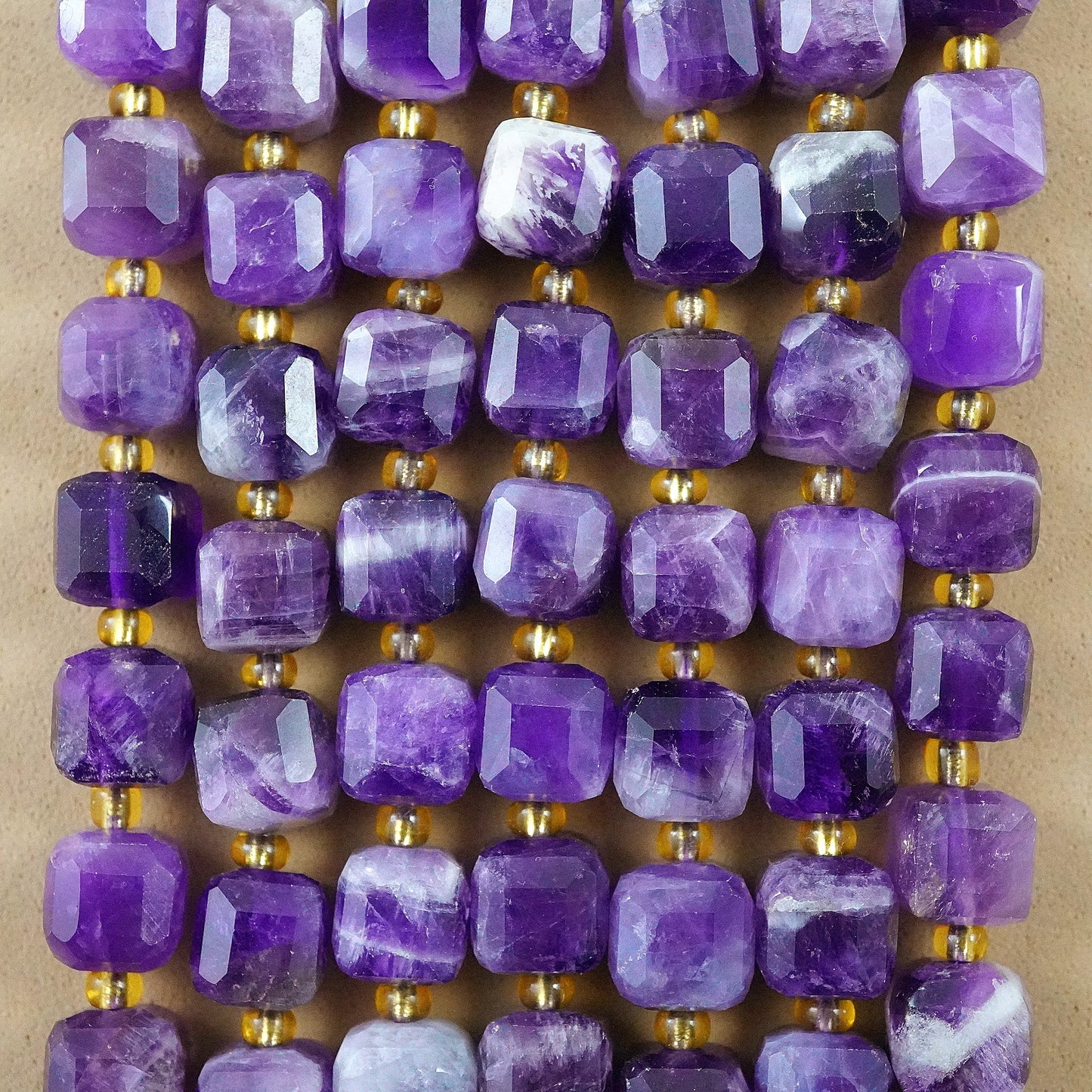 Chevron Amethyst (Cube)(Faceted)(8mm)(15"Strand)