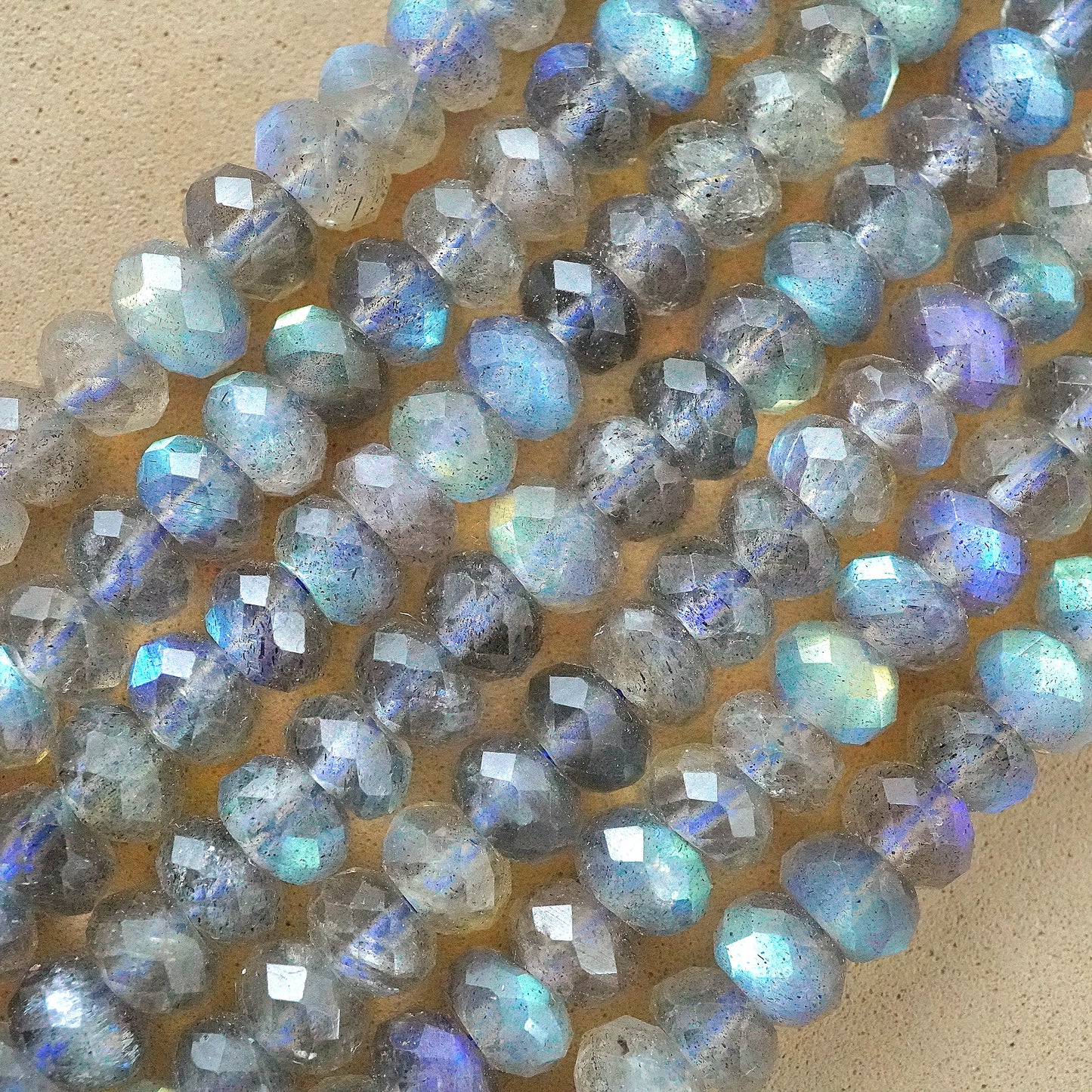 Labradorite (Rondelle)(Faceted)(6mmx3mm)(6mmx4mm)(15"Strand)