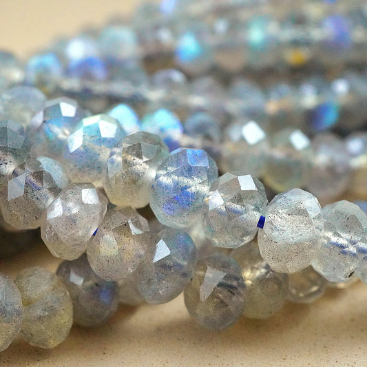 Labradorite (Rondelle)(Faceted)(6mmx3mm)(6mmx4mm)(15"Strand)