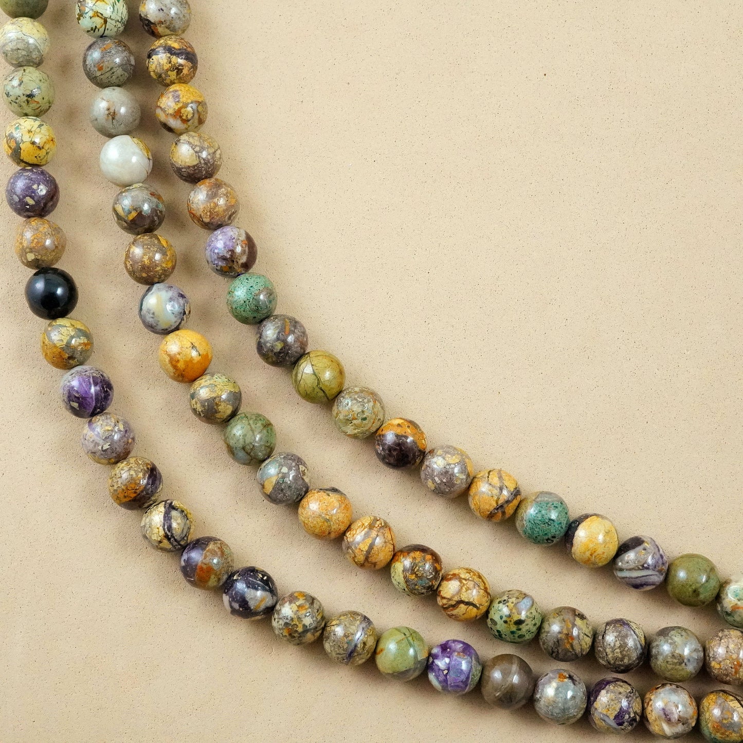 Purple Brecciated Jasper (Round)(Smooth)(6mm)(8mm)(10mm)(15"Strand)