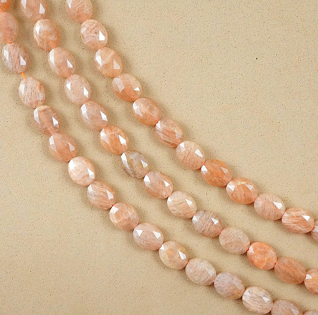 Peach Moonstone (Oval)(Faceted)(8x10mm)(15"Strand)