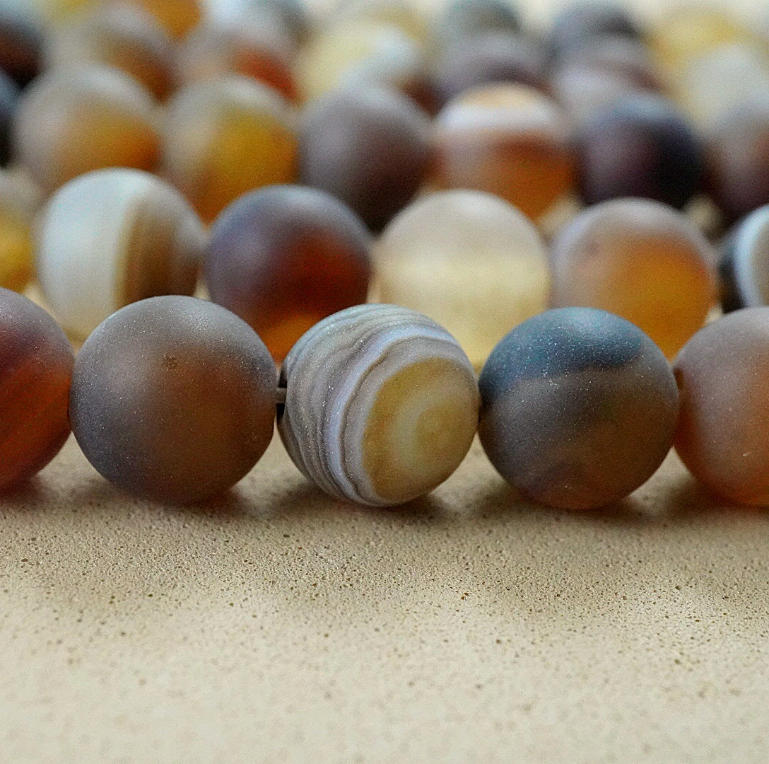Sardonyx (Round)(Matte)(4mm)(6mm)(8mm)(10mm)(12mm)(16"Strand)
