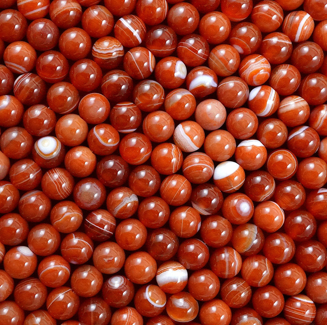 Red Sardonyx (Round)(Smooth)(4mm)(6mm)(8mm)(10mm)(12mm)(16"Strand)