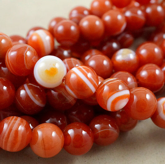 Red Sardonyx (Round)(Smooth)(4mm)(6mm)(8mm)(10mm)(12mm)(16"Strand)