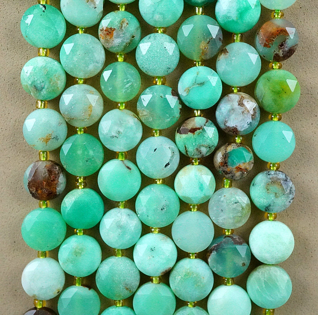 Chrysoprase (Coin)(Micro)(Faceted)(8×4mm)(15"Strand)