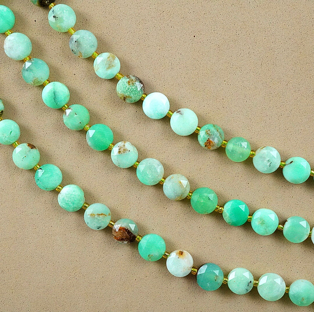 Chrysoprase (Coin)(Micro)(Faceted)(8×4mm)(15"Strand)