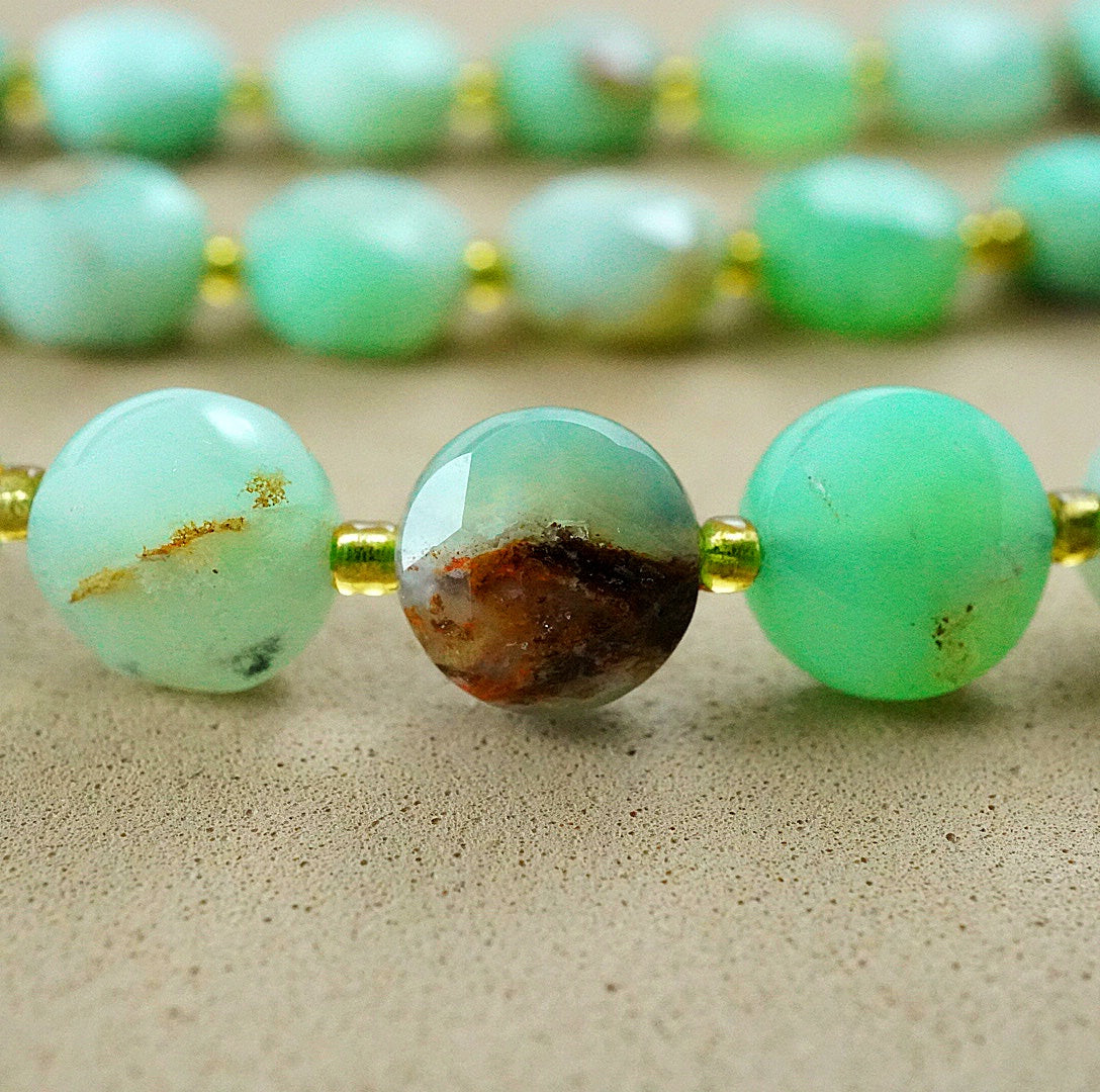 Chrysoprase (Coin)(Micro)(Faceted)(8×4mm)(15"Strand)