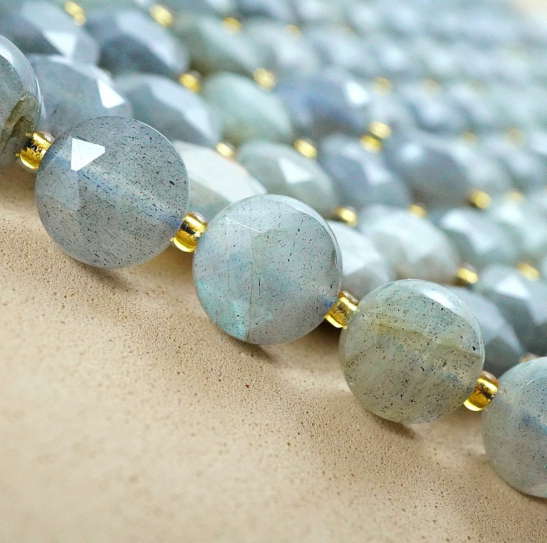 Labradorite (Coin)(Micro)(Faceted)(8×4mm)(15"Strand)