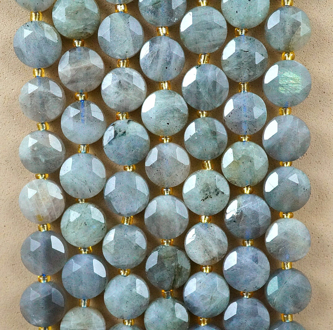 Labradorite (Coin)(Micro)(Faceted)(8×4mm)(15"Strand)