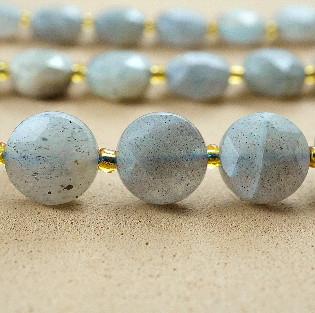 Labradorite (Coin)(Micro)(Faceted)(8×4mm)(15"Strand)