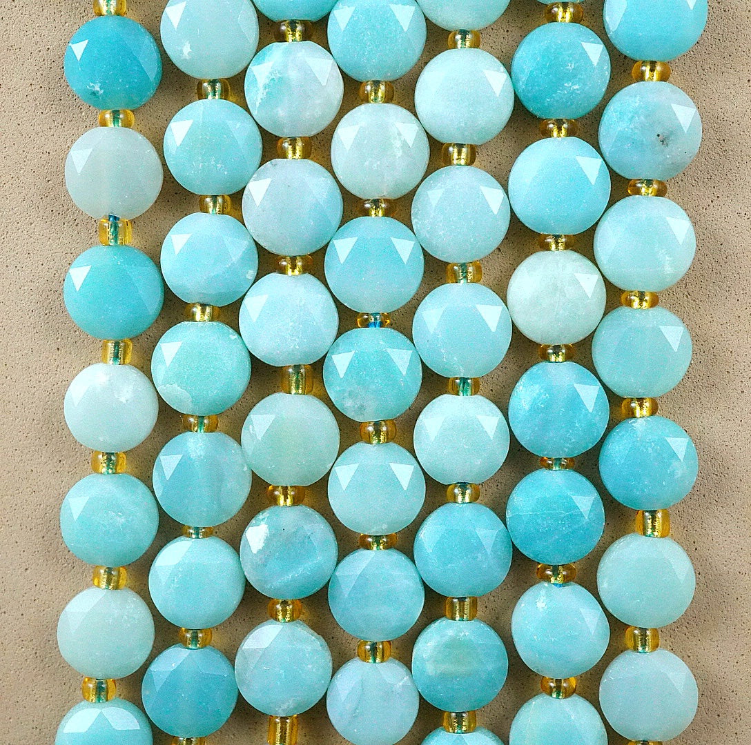 Amazonite (Coin)(Micro)(Faceted)(8×4mm)(15"Strand)