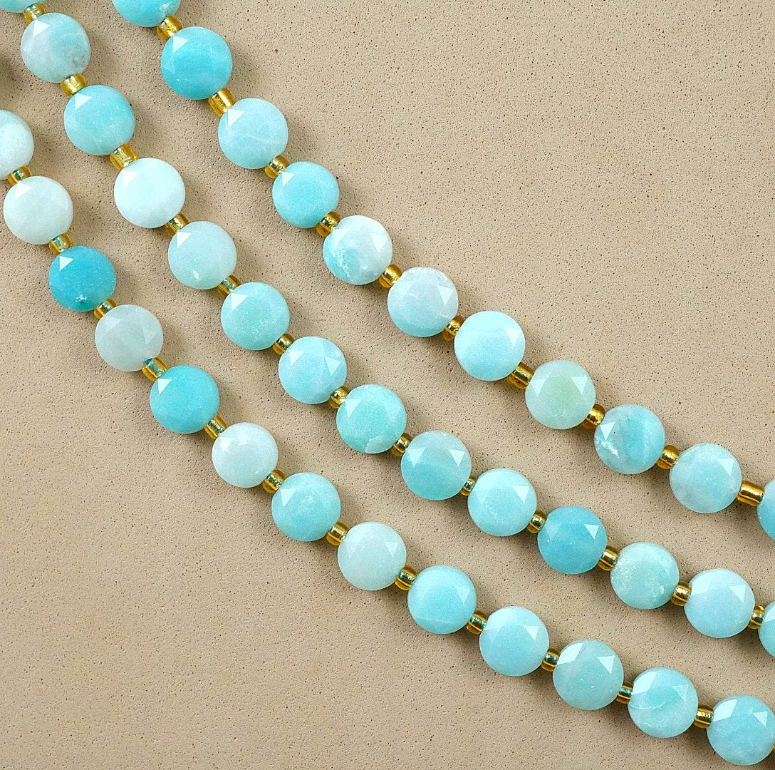 Amazonite (Coin)(Micro)(Faceted)(8×4mm)(15"Strand)