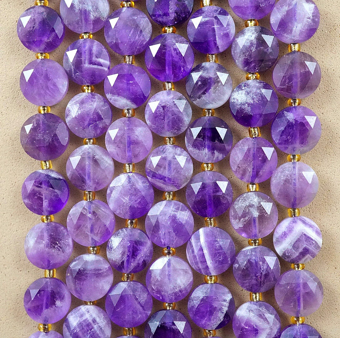 Chevron Amethyst (Coin)(Micro)(Faceted)(8×4mm)(15"Strand)