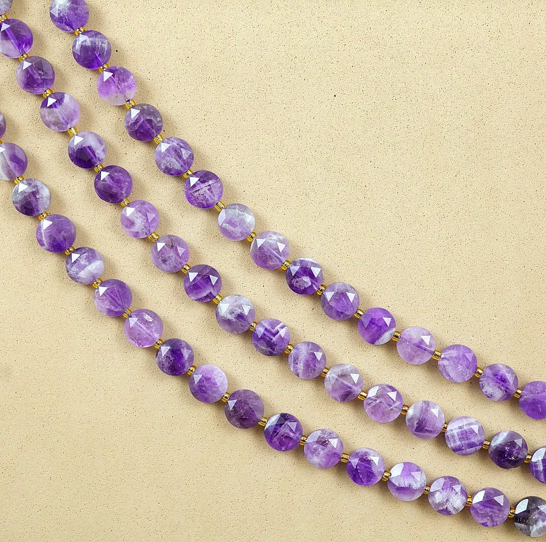 Chevron Amethyst (Coin)(Micro)(Faceted)(8×4mm)(15"Strand)