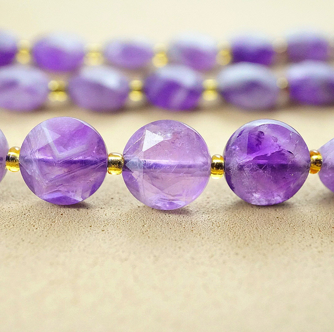 Chevron Amethyst (Coin)(Micro)(Faceted)(8×4mm)(15"Strand)