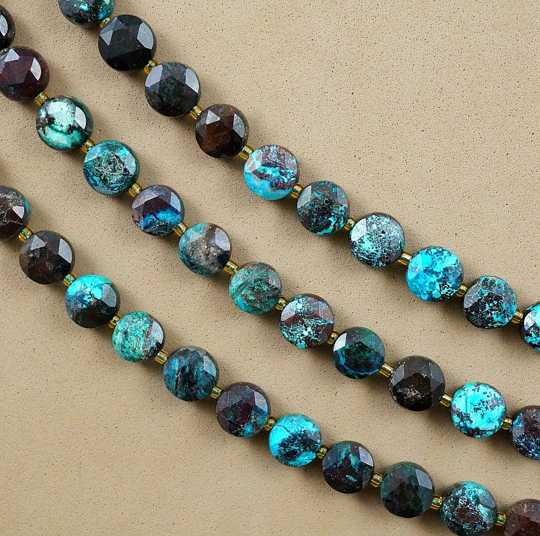 Shattuckite (Coin)(Micro)(Faceted)(8×4mm)(15"Strand)