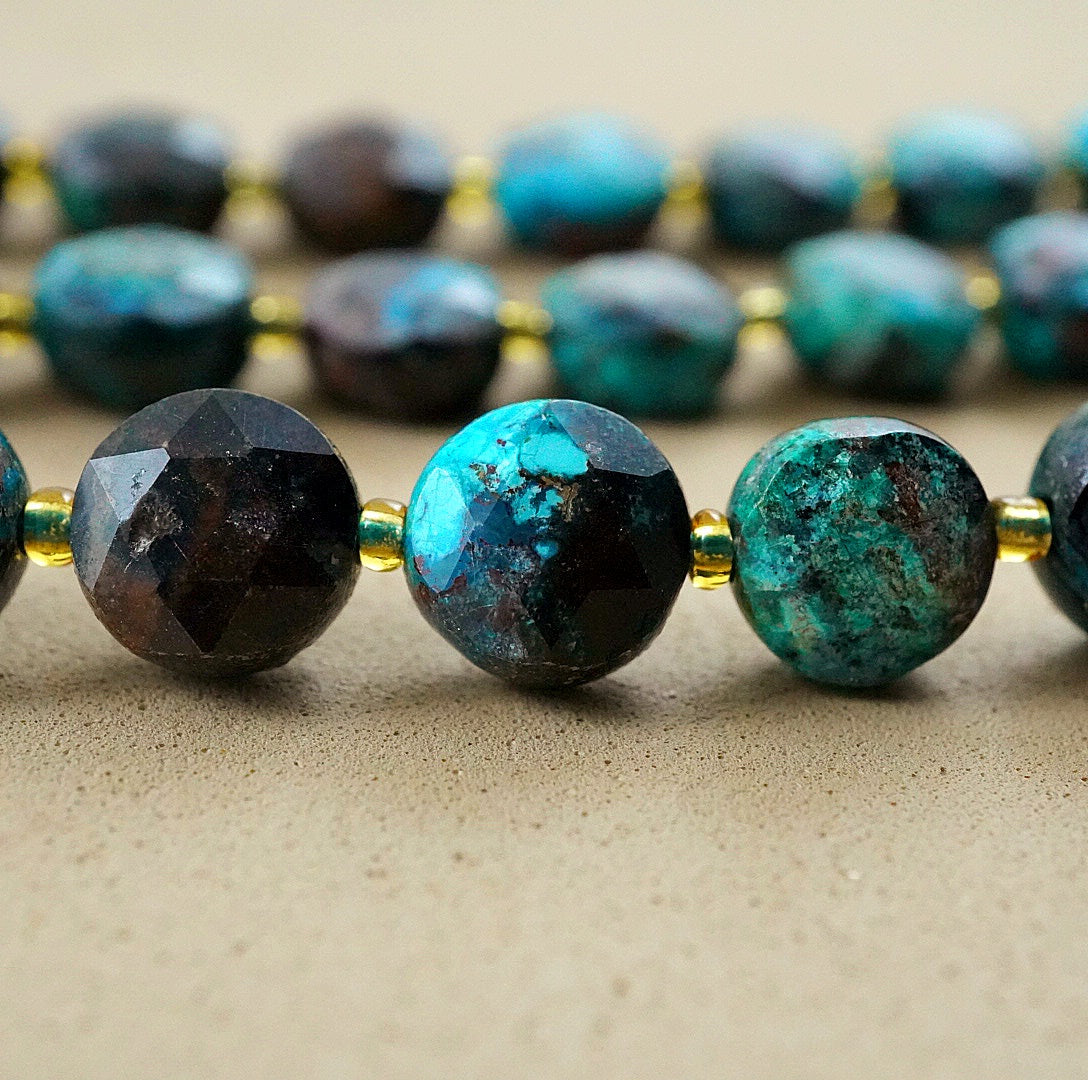 Shattuckite (Coin)(Micro)(Faceted)(8×4mm)(15"Strand)