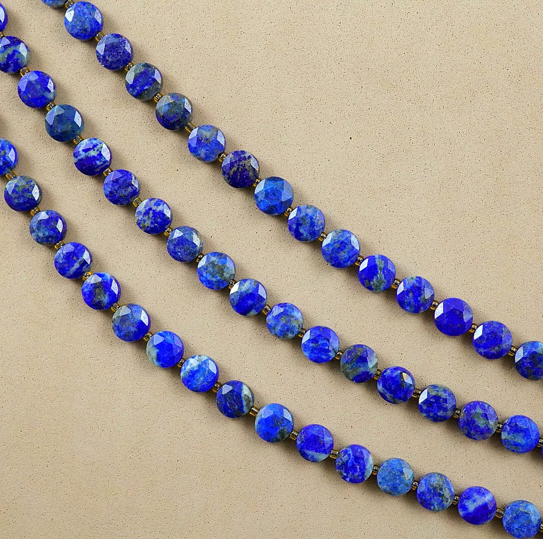 Lapis Lazuli (Coin)(Micro)(Faceted)(8×4mm)(15"Strand)
