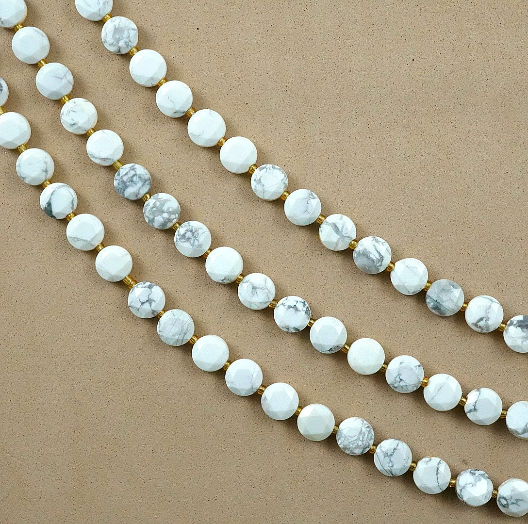 Howlite (Coin)(Micro)(Faceted)(8×4mm)(15"Strand)
