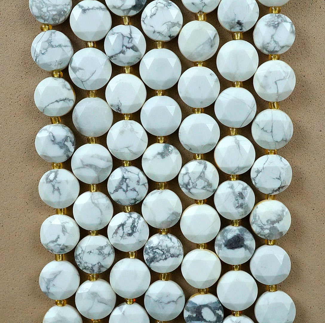 Howlite (Coin)(Micro)(Faceted)(8×4mm)(15"Strand)