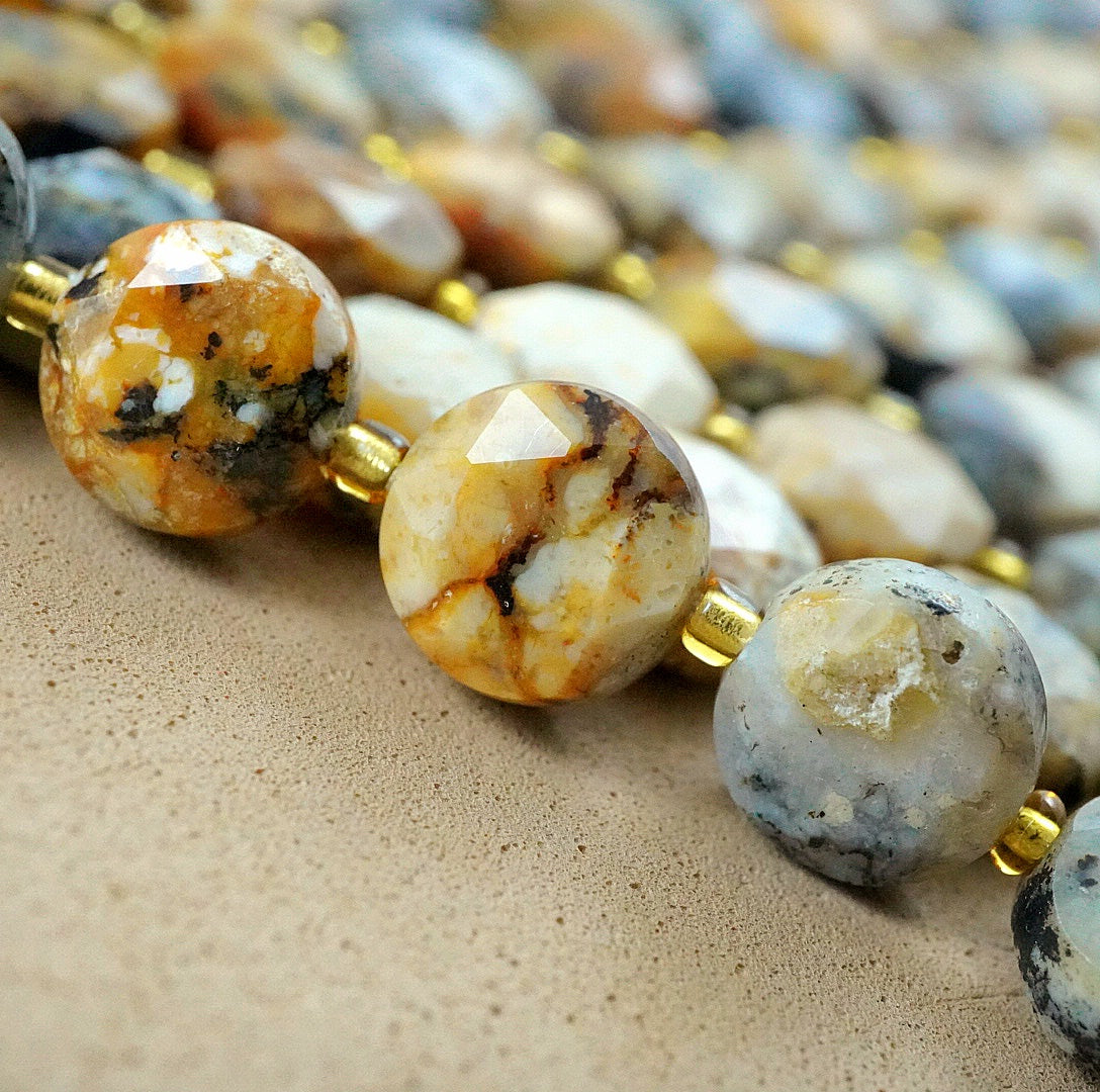 Dendritic Opal (Coin)(Micro)(Faceted)(8×4mm)(15"Strand)