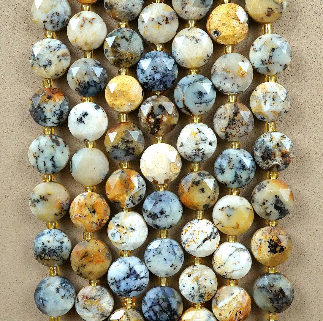 Dendritic Opal (Coin)(Micro)(Faceted)(8×4mm)(15"Strand)