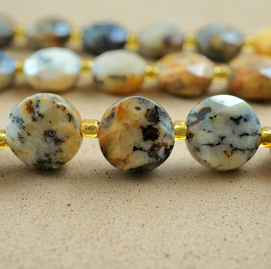Dendritic Opal (Coin)(Micro)(Faceted)(8×4mm)(15"Strand)