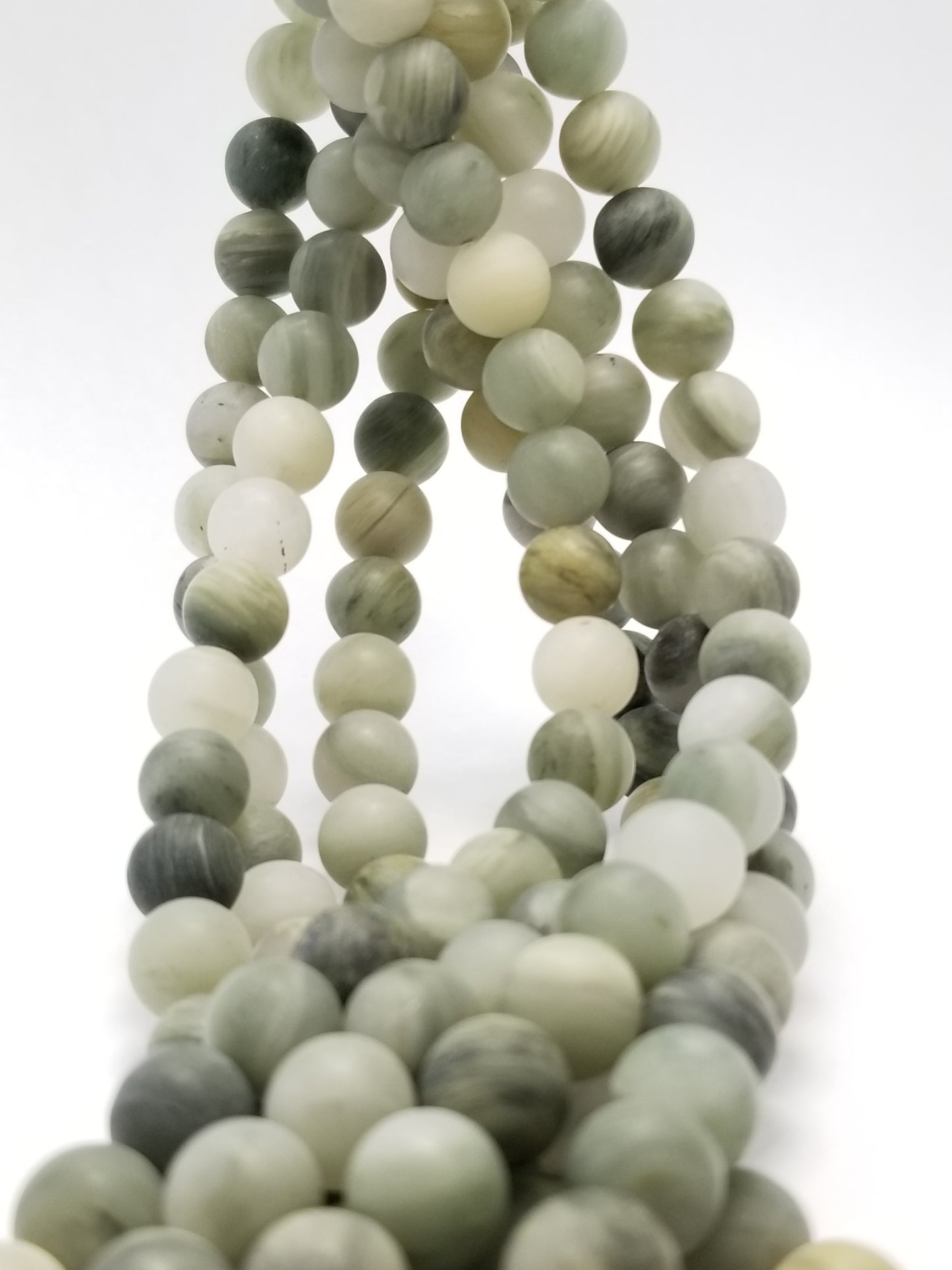 Seaweed Agate (Round)(Matte)(16"Strand)