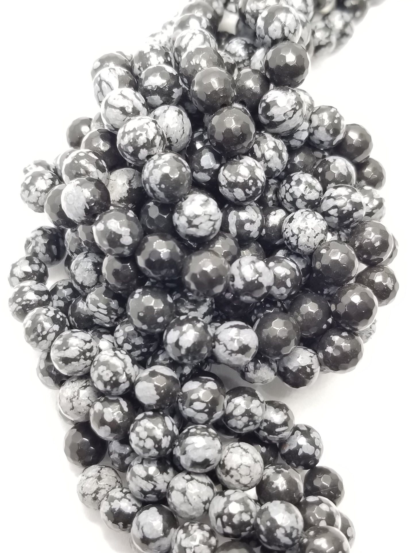 Snowflake Obsidian (Round)(Faceted)(16"Strand)