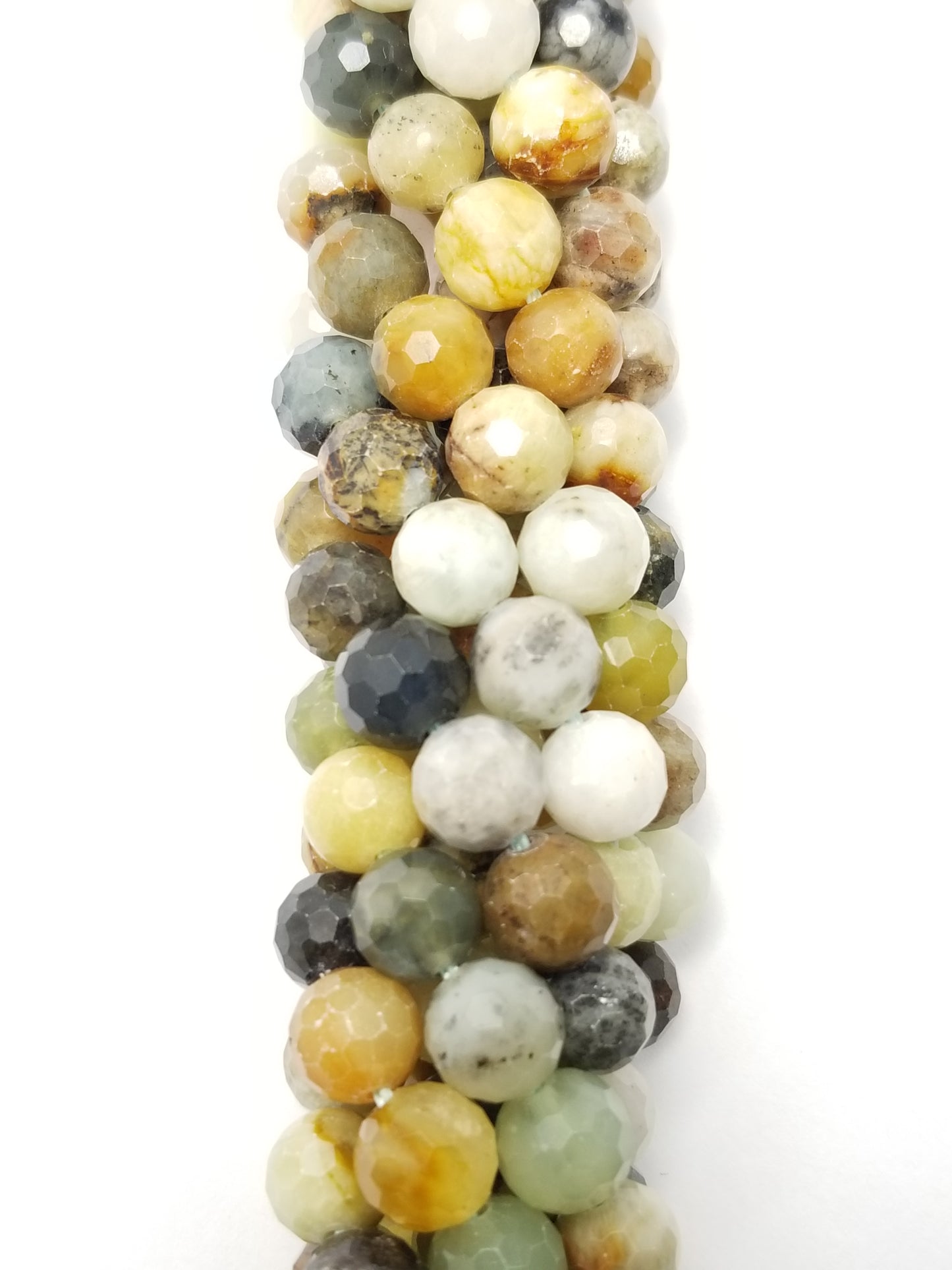 Flower Jade (Round)(Faceted)(6mm)(8mm)(10mm)(16"Strand)