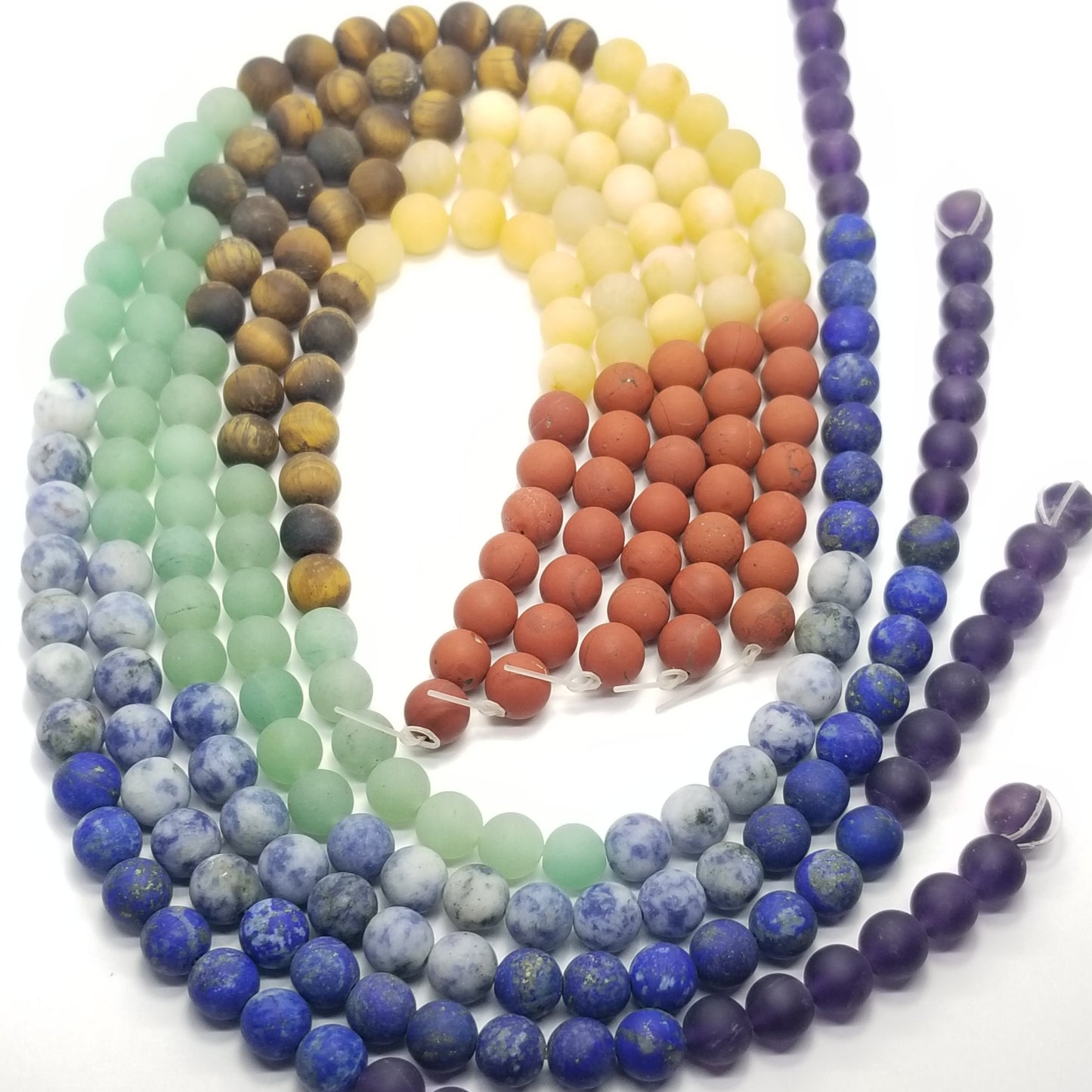 7 Chakra Stone Beads (Round)(Matte)(4mm)(6mm)(8mm)(10mm)(12mm)(16"Strand)