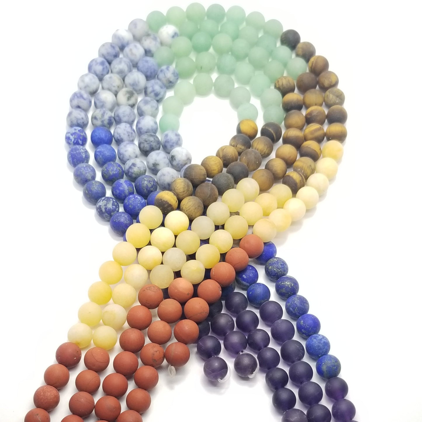 7 Chakra Stone Beads (Round)(Matte)(4mm)(6mm)(8mm)(10mm)(12mm)(16"Strand)