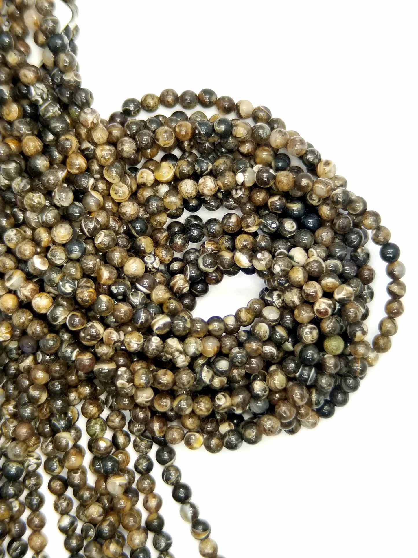 Turitella Agate (Round)(Smooth)(16"Strand)