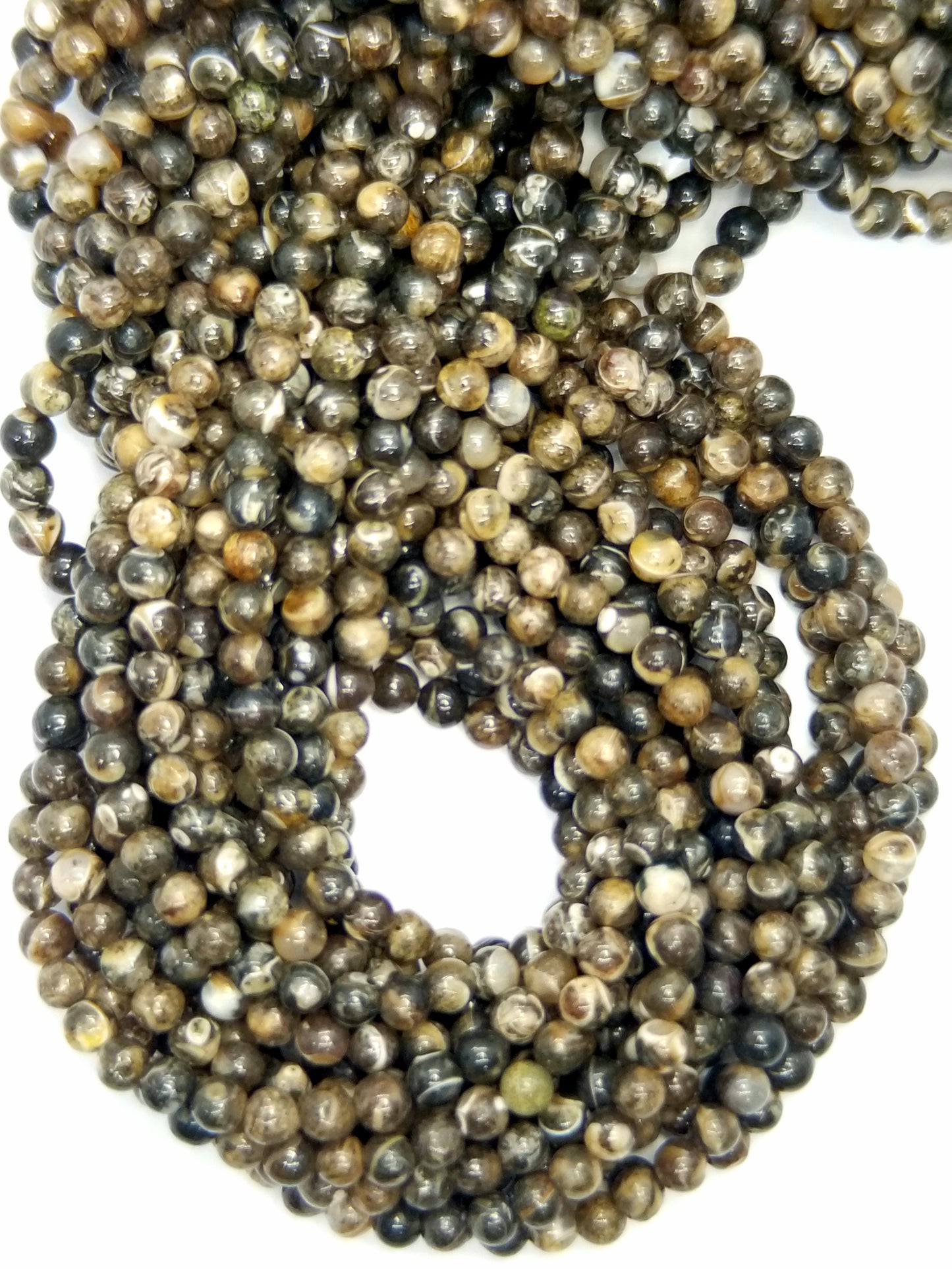 Turitella Agate (Round)(Smooth)(16"Strand)