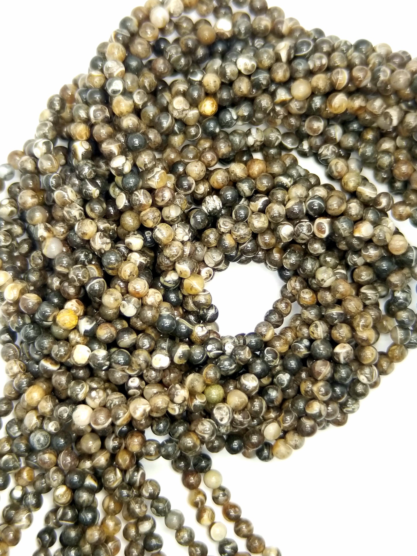 Turitella Agate (Round)(Smooth)(16"Strand)