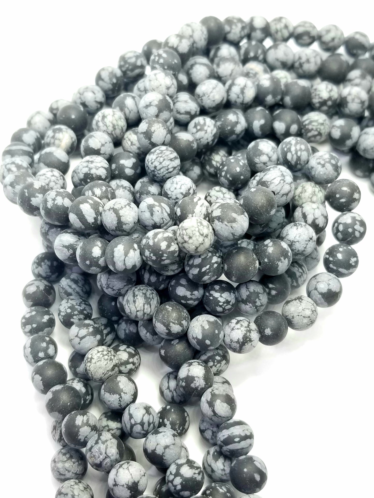 Snowflake Obsidian (Round)(Matte)(16"Strand)