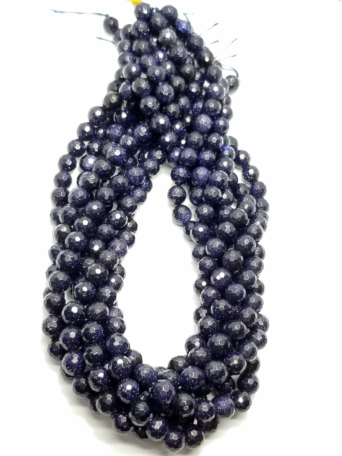 Blue Goldstone (Round)(Faceted) (4mm)(6mm)(8mm)(10mm)(16"Strand)