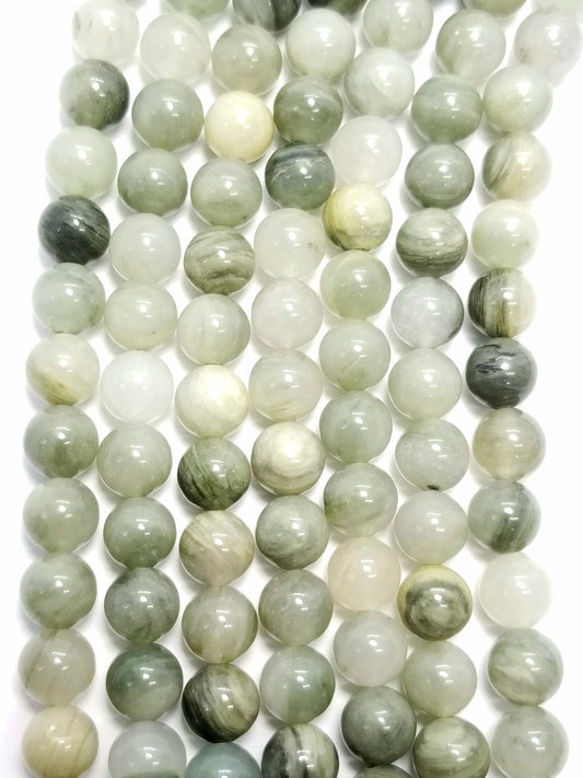 Seaweed Agate (Round)(Smooth)(4mm)(6mm)(8mm)(10)(16"Strand)