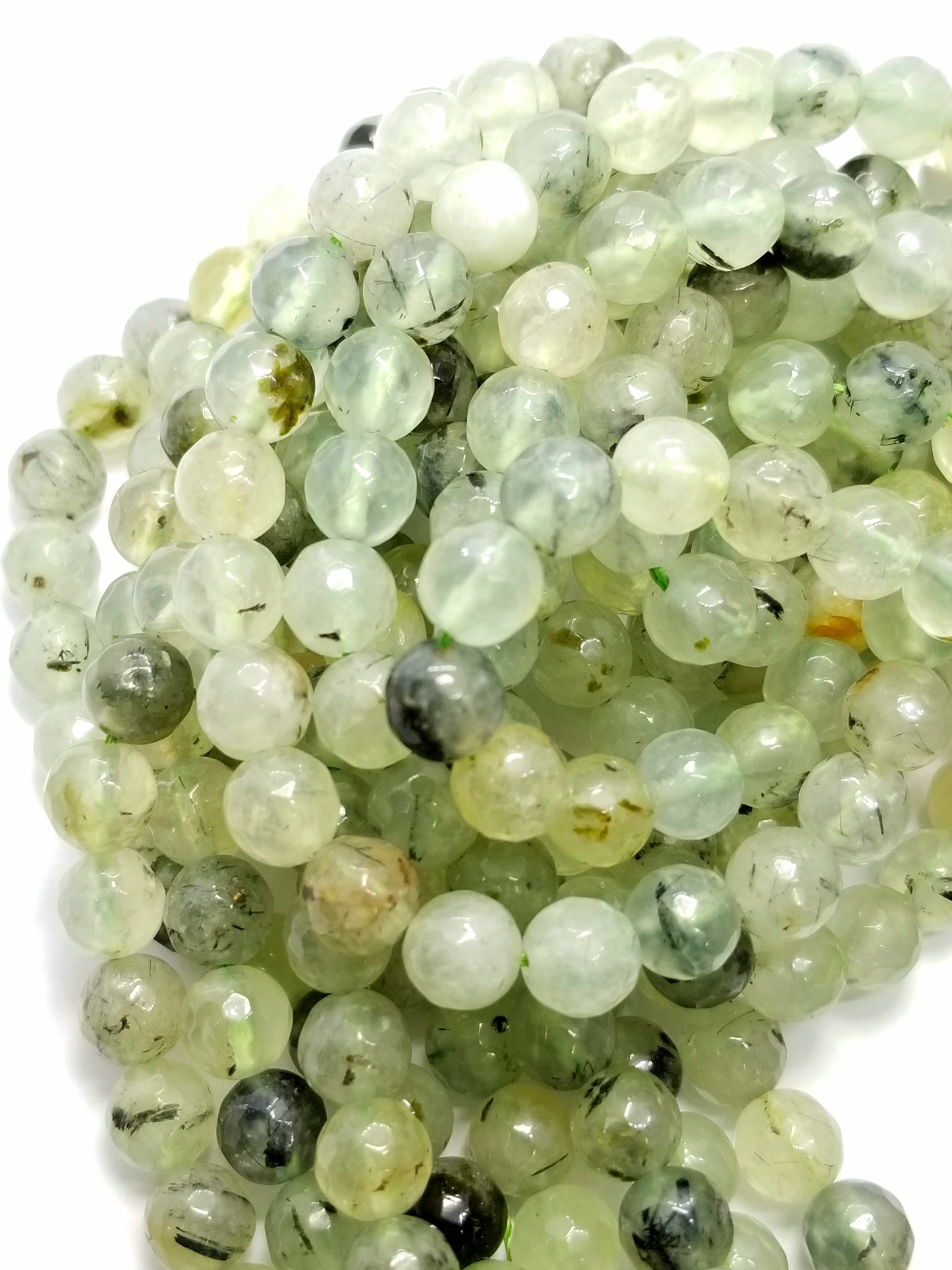 Prehnite (Round)(Faceted)(16"Strand)