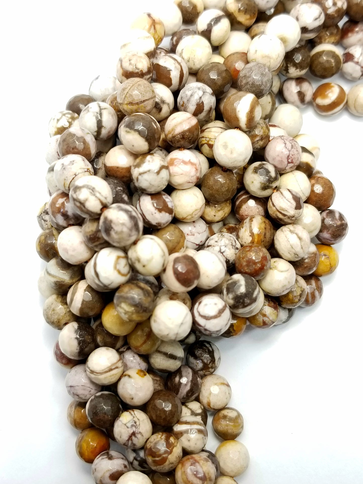 Brown Zebra Jasper (Round)(Faceted)(16"Strand)