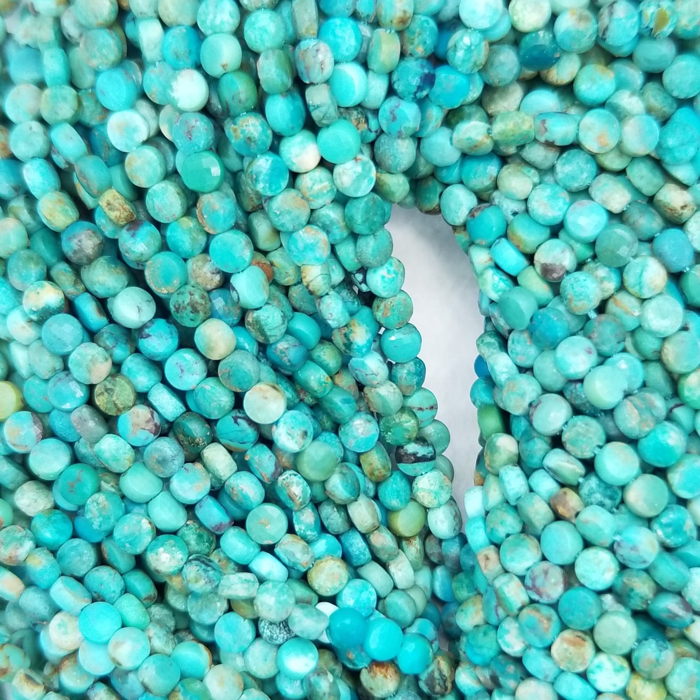 Turquoise (Coin)(Micro)(Faceted)(4x2mm)(15.5"Strand)