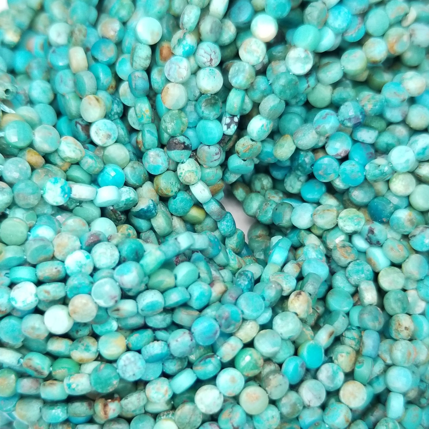 Turquoise (Coin)(Micro)(Faceted)(4x2mm)(15.5"Strand)