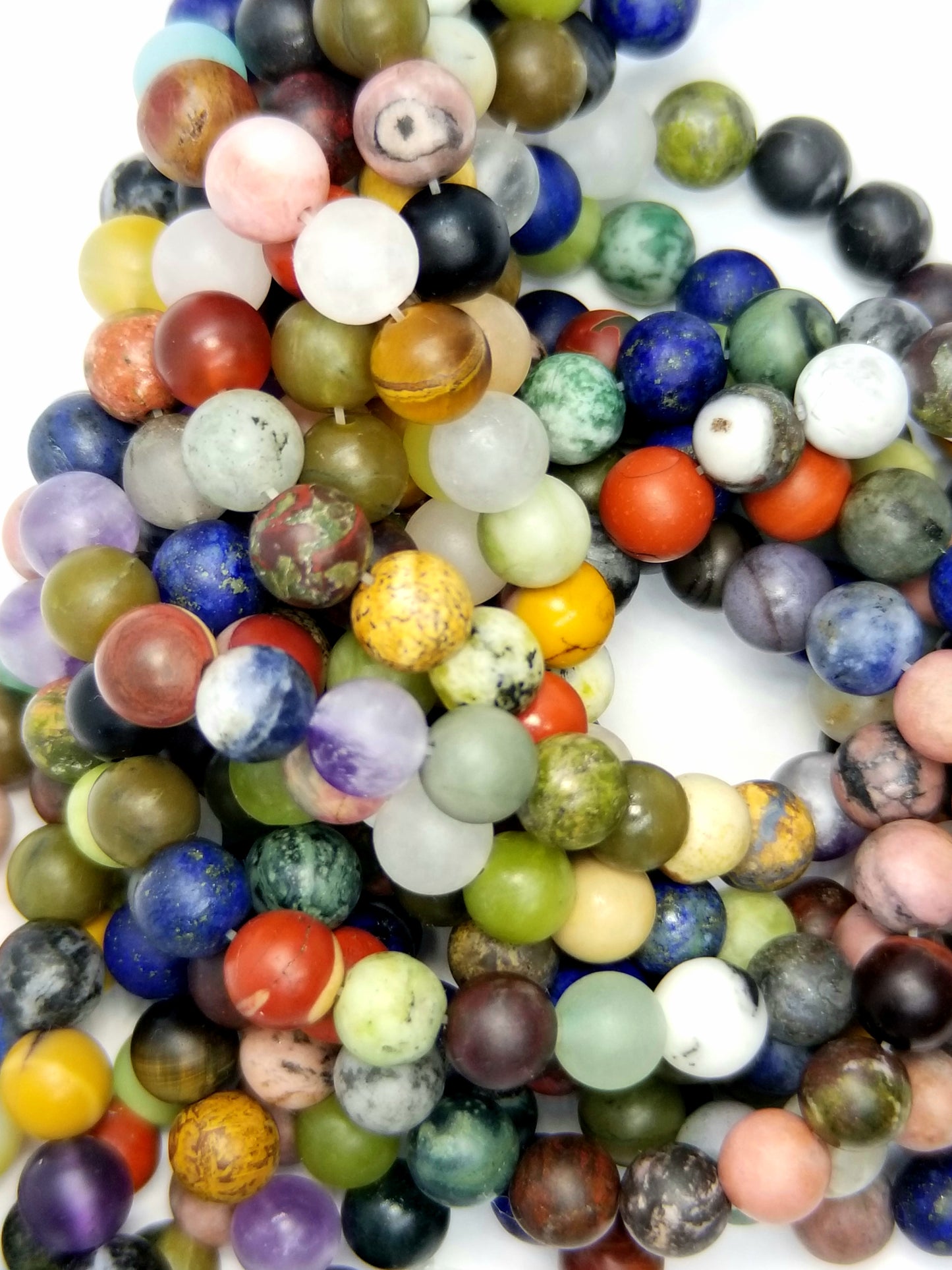 Mix Gem Stones (Round)(Matte)(4mm)(6mm)(8mm)(10mm)(16"Strand)