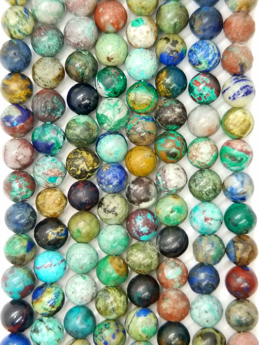 Moroccan Azurite Malachite (Round)(Smooth)(6mm)(8mm)(9mm)(16"Strand)