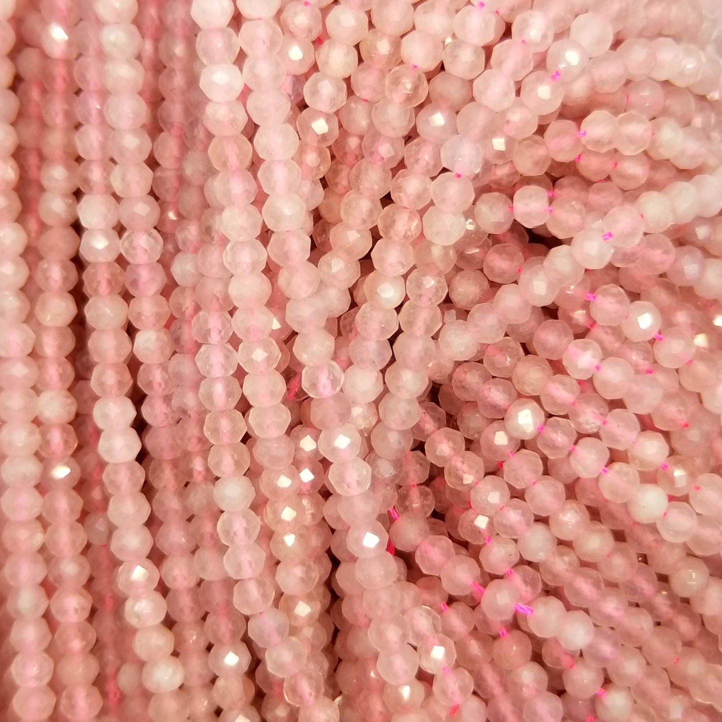 Rose Quartz (Rondelle)(Micro)(Faceted)(4x3mm)(15.5"Strand)