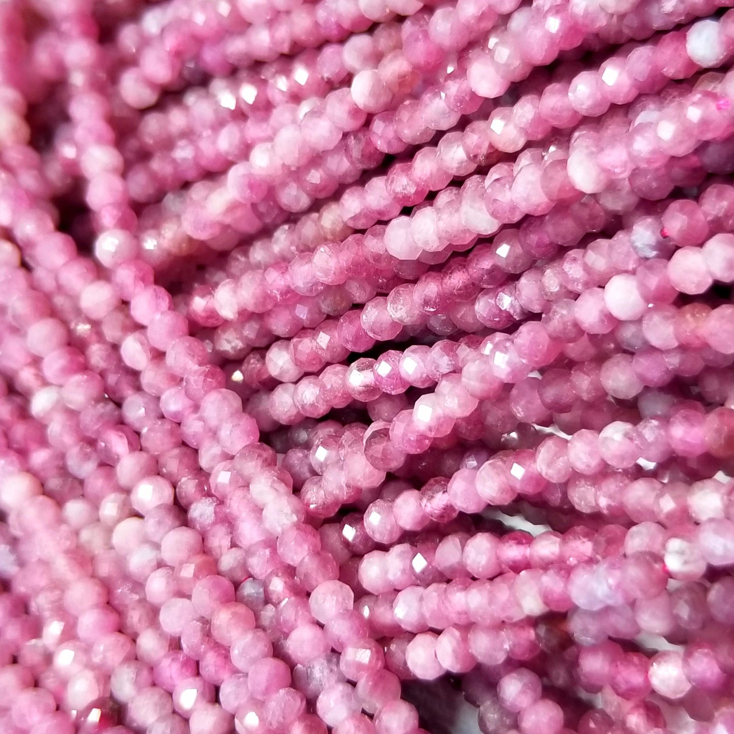 Pink Tourmaline (Rondelle)(Micro)(Faceted)(4x3mm)(15.5" Strand)