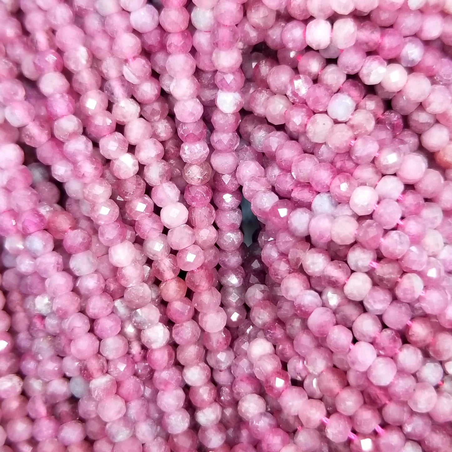 Pink Tourmaline (Rondelle)(Micro)(Faceted)(4x3mm)(15.5" Strand)